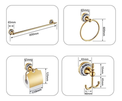 Kit De Acessórios Para Banheiro Luxo Metal E Pedra 4 Peças