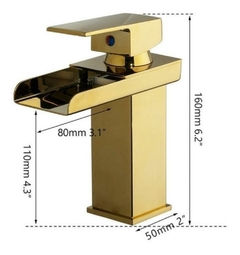 Torneira Banheiro Pia Monocomando Dourado Gold Moderno