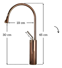 Torneira Para Banheiro Alavanca Rosê Luxo Bica Alta Redonda - comprar online