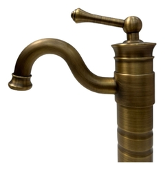 Torneira Luxo Retrô Bronze Misturador Lavabo Bica Alta - comprar online