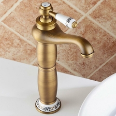 Torneira Luxo Bronze Porcelana Monocomando Lavabo Banheiro - comprar online