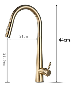 Imagem do Torneira Moderna Monocomando Dourada Escovada Extensivel