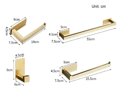 Kit Acessorios Banheiro Luxo Dourado Escovado Colante