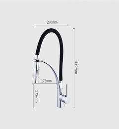 Torneira Cozinha Alta Monocomando Flexível Preto C/ Prata - comprar online