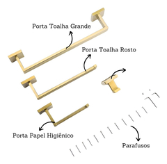 Kit Banheiro Porta Toalha 60 Cm Dourado Escovado Moderno - loja online