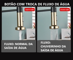 Imagem do Torneira Gourmet Cozinha Preta Dourada Quente Fria Flexível