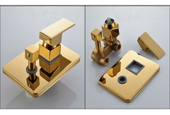 Chuveiro Luxo Dourado Monocomando Parede Quente E Fria 30cm - F5 Store oficial