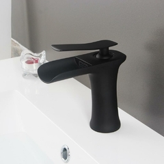 Torneira Banheiro Lavabo Monocomando Cascata Preto Fosco