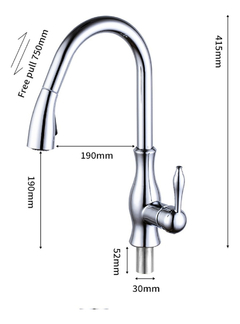 Torneira Cozinha Extensível Monocomando Prata Brilhante Luxo - comprar online