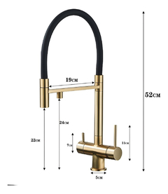 Torneira Cozinha Moderna Dourado Escovado Quente E Frio Luxo - comprar online