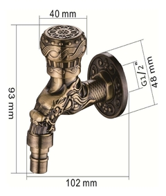 Torneira Parede Dragão Bronze Artístico 1/4 De Volta Jardim - F5 Store oficial