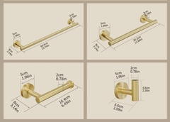 Kit Acessório Banheiro Dourado Escovado 4 Peças Aço Inox - F5 Store oficial