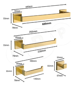 Imagem do Kit Banheiro Porta Toalha 60 Cm Dourado Escovado Moderno