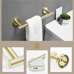 Kit Acessório Banheiro Dourado Escovado 4 Peças Aço Inox