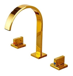 Torneira Misturador Luxuosa Banheiro Duplo Comando Gold Ouro - comprar online