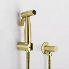 Ducha Higiênica Dourado Escovado Completa Banheiro Lavabo