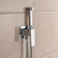 Ducha Higiênica Prata Monocomando Completa Banheiro Lavabo