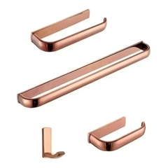 Kit Banheiro 4 Peças Rose Gold Moderno Conjunto Acessórios