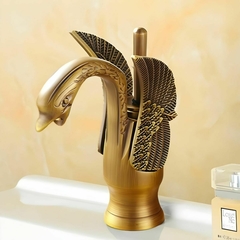 Torneira Banheiro Lavabo Cisne Bronze Antigo Monocomando