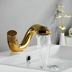 Torneira Banheiro Dourada Monocomando Luxo Gold Elegante