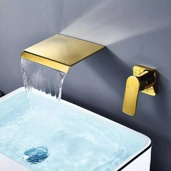 Torneira Parede Monocomando Dourado Brilhante Cascata Luxo