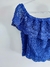 Cropped ciganinha em renda azul bic