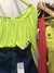 Blusa cropped ombro a ombro verde neon e areia - B. Bouclé - loja online