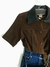 (CGC) Camisa vintage suede marrom - gola couro fake - BOICOTE - comprar online