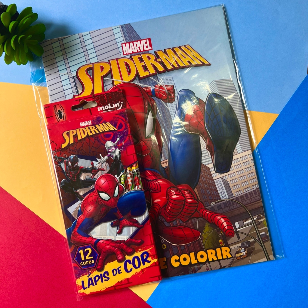 Kit Colorir com Lápis de Cor Homem Aranha