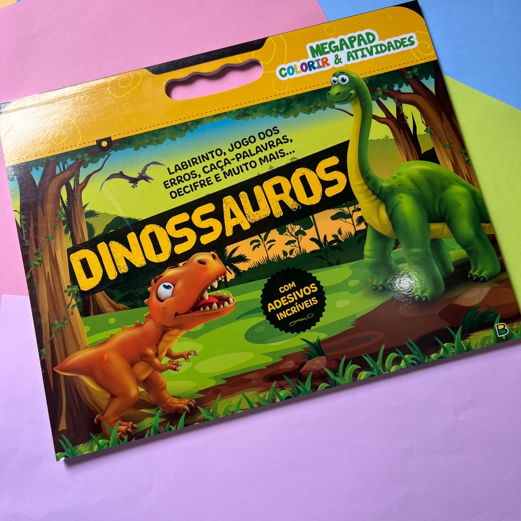 Livro Megapad - Colorir & Atividades com Adesivos: Dinossauros