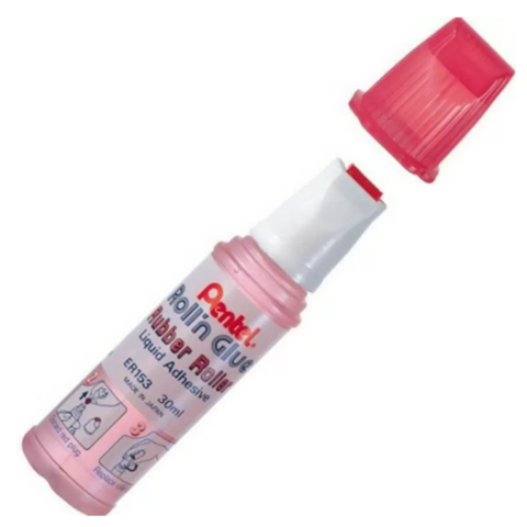 Pentel Roll'n Glue Rubber Roller Liquid Adhesive 30ML (Pink