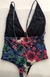 Maiô Body Frente Única Caveira Floral Marinho - comprar online