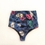 Biquíni Hot pant caveira floral marinho