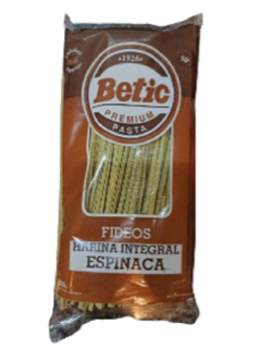Fideos integrales dietéticos de espinaca Betic x 300 gr