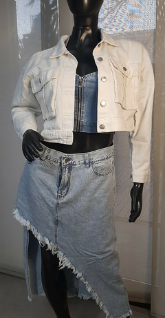 CAMPERA DENIM CARGO - BLANCA - tienda online