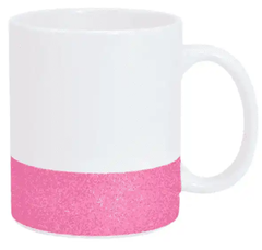 CANECA CERÂMICA BASE GLITTER ROSA