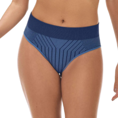 Calcinha Tanga Jacquard Listrado Vertical sem Costura Azul Marinho - Cod.ZR0201-096-1921-V01