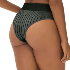 Calcinha Tanga Jacquard Listrado Vertical sem Costura Preto - Cod.ZR0201-096-1921-V03 - comprar online