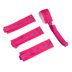 Kit Bondagem 4 Amarras em Couro Sintetico - ROSA - Cod.KB4CR