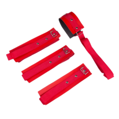 Kit Bondagem 4 Amarras em Couro Sintetico - VERMELHO - Cod.KB4CV