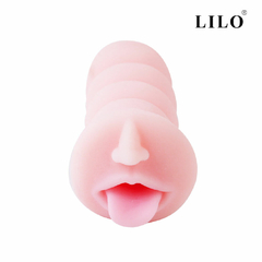 Masturbador em formato de boca com língua,feito de CyberSkin com fissuras e texturas internas - LILO - Cod.MA139 - comprar online