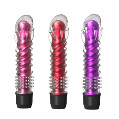 Vibrador translúcido, possui em seu relevo nódulos massageadores - Cores Diversas - Cod.PE011G - Chaves do Amor Moda Intima & Sex Shop