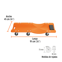 Cama de plástico 36" para mecánico, Truper. CÓDIGO: 100903 CLAVE: CATA-36P en internet