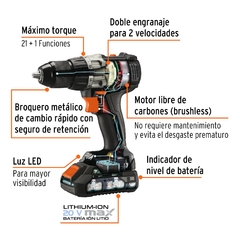 Taladro inalámbrico 1/2", 20V, sin carbones, Truper MAX. CÓDIGO: 101452 CLAVE: MAX-20T en internet