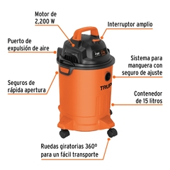 Aspiradora de sólidos y líquidos de 4 gal, plástica, Truper. CÓDIGO: 101508 CLAVE: ASP-04 - comprar en línea