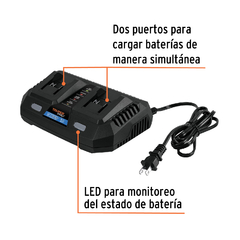 Cargador 20V dual, Truper MAX. CÓDIGO: 102492 CLAVE: MAX-CA2 - comprar en línea