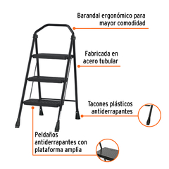 Escalera tubular, plegable, 3 peldaños, Truper. CÓDIGO: 103143 CLAVE: ESTU-3 - comprar en línea