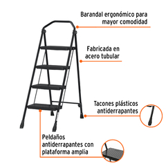 Escalera tubular, plegable, 4 peldaños, Truper. CÓDIGO: 103144 CLAVE: ESTU-4 - comprar en línea