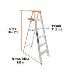 ESCALERA DE TIJERA, TIPO LL, 5 ESCALONES Y BANDEJA CÓDIGO: 10335 CLAVE: EST-25 en internet