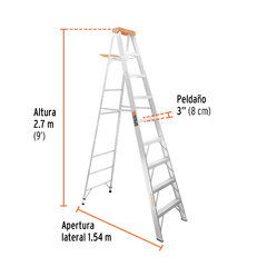 ESCALERA DE TIJERA, TIPO LL, 8 ESCALONES Y BANDEJA CÓDIGO: 10338 CLAVE: EST-28 en internet